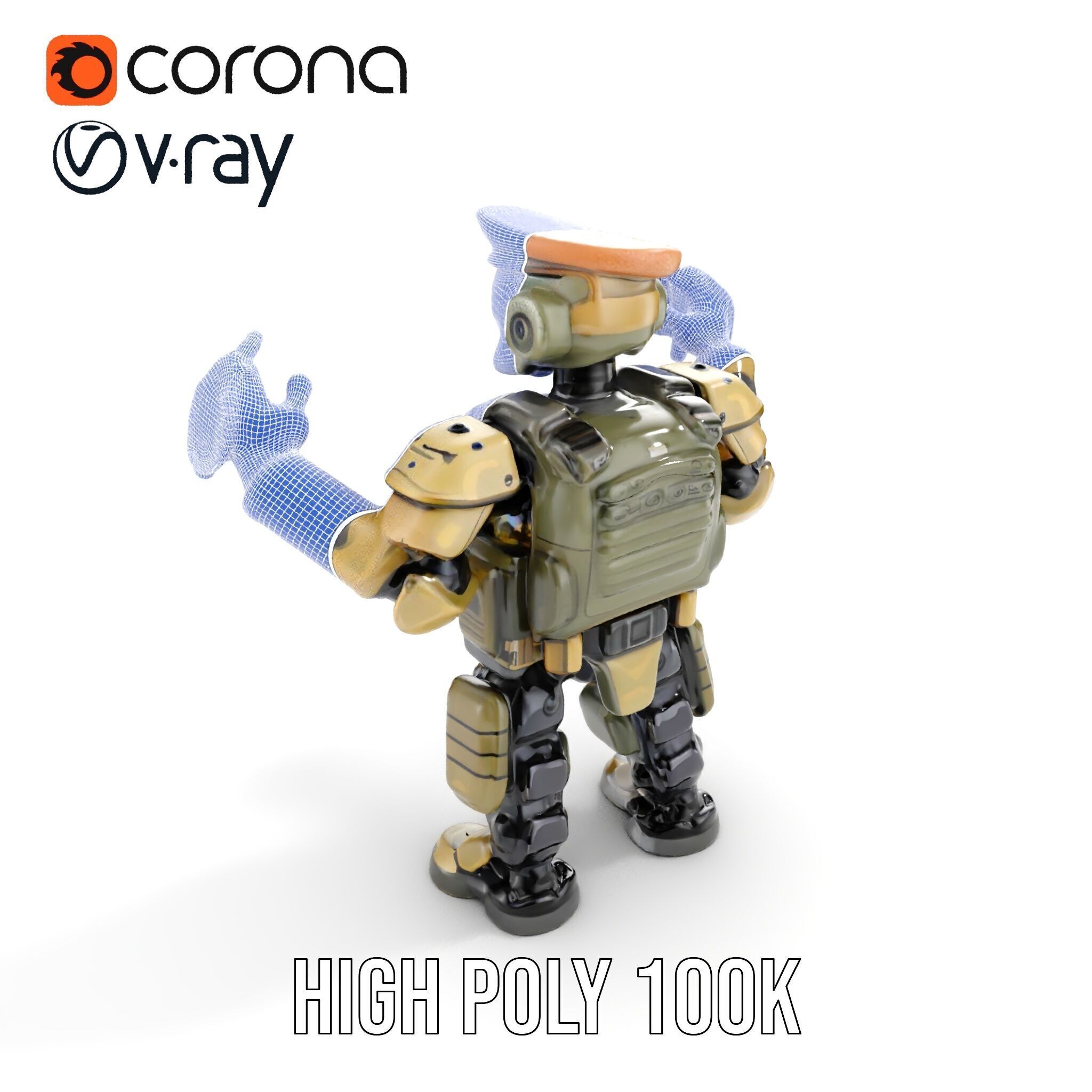 Military Robot Soldier Fully Rigged and Animated for Versati... Low-poly 3D model_40