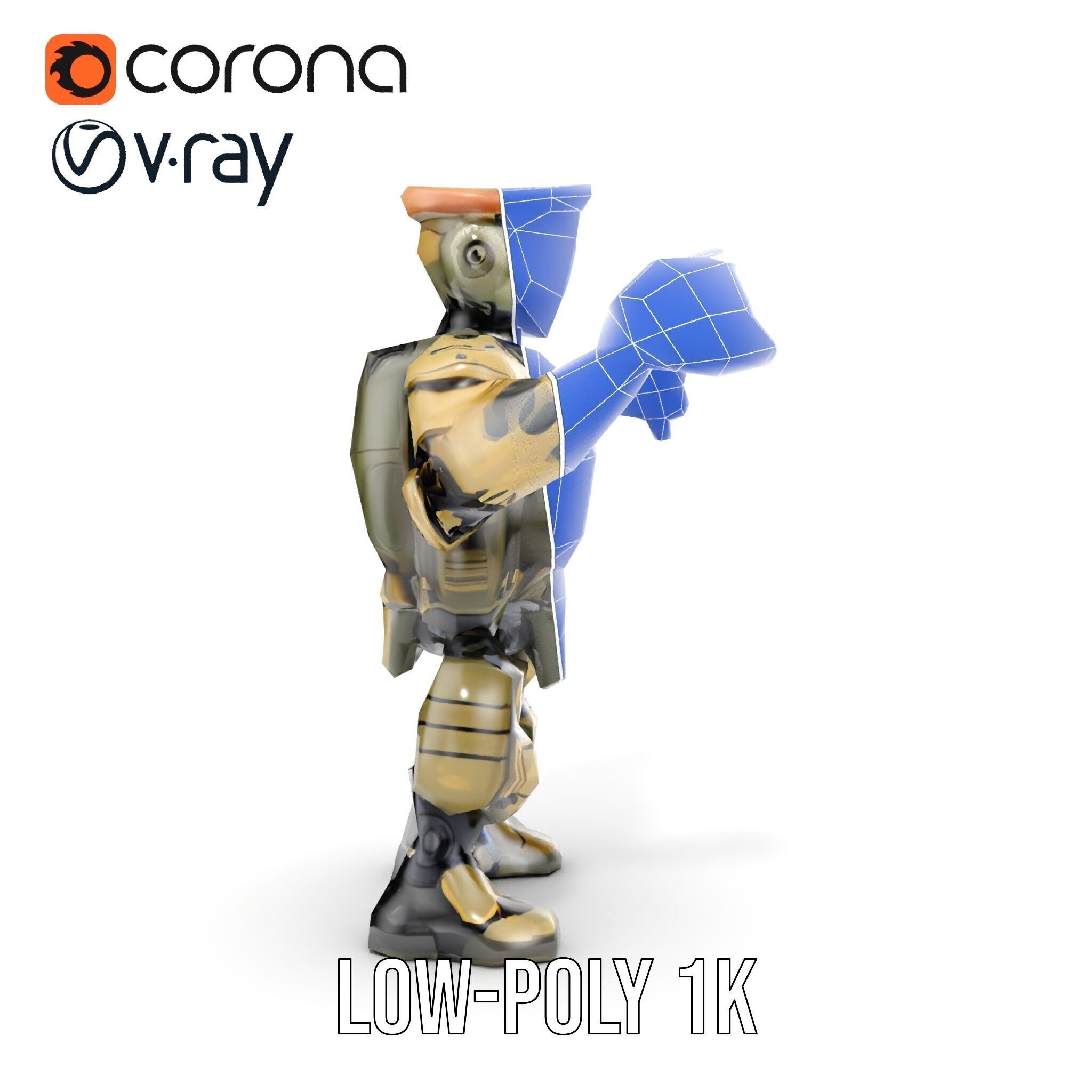 Military Robot Soldier Fully Rigged and Animated for Versati... Low-poly 3D model_26