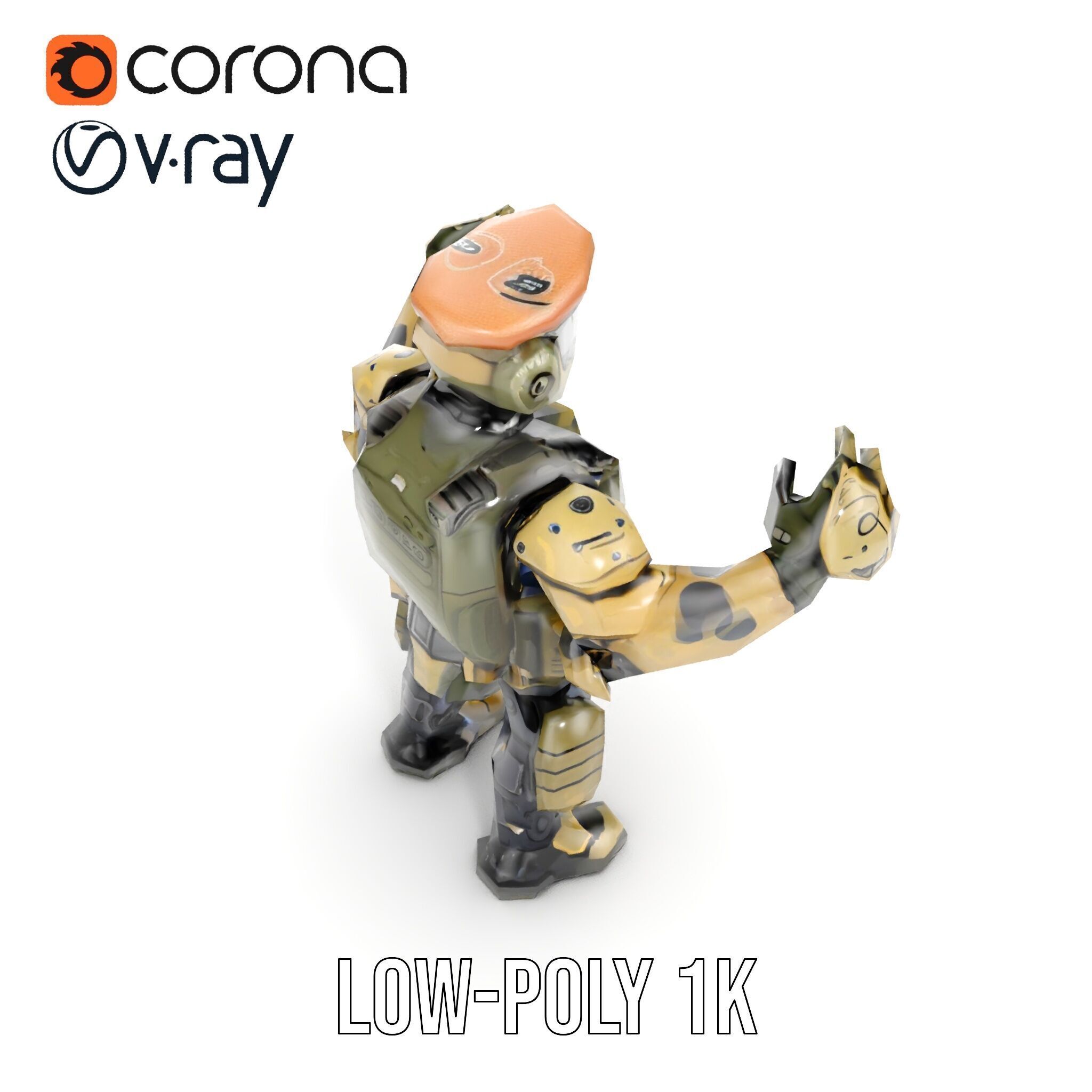 Military Robot Soldier Fully Rigged and Animated for Versati... Low-poly 3D model_13