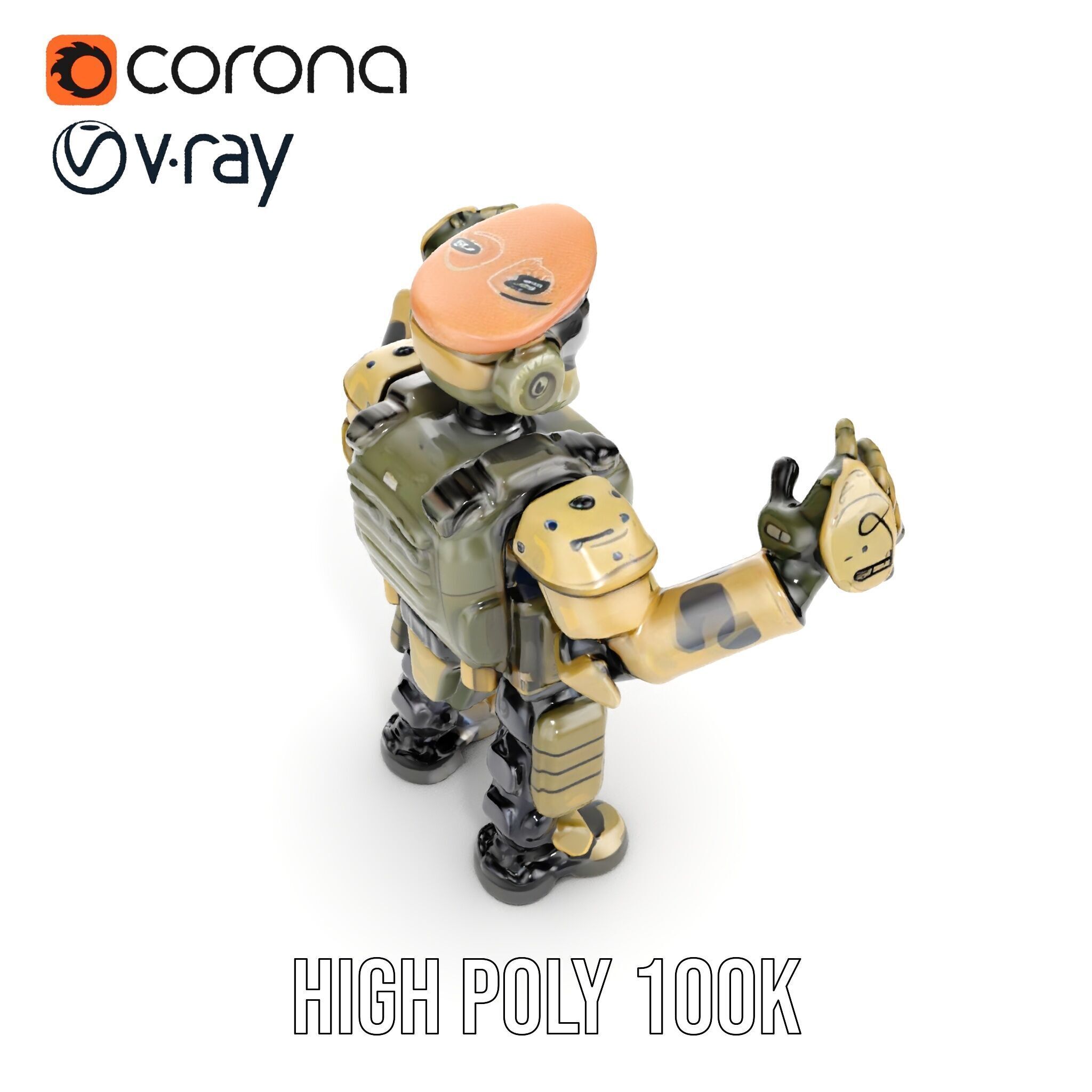 Military Robot Soldier Fully Rigged and Animated for Versati... Low-poly 3D model_24