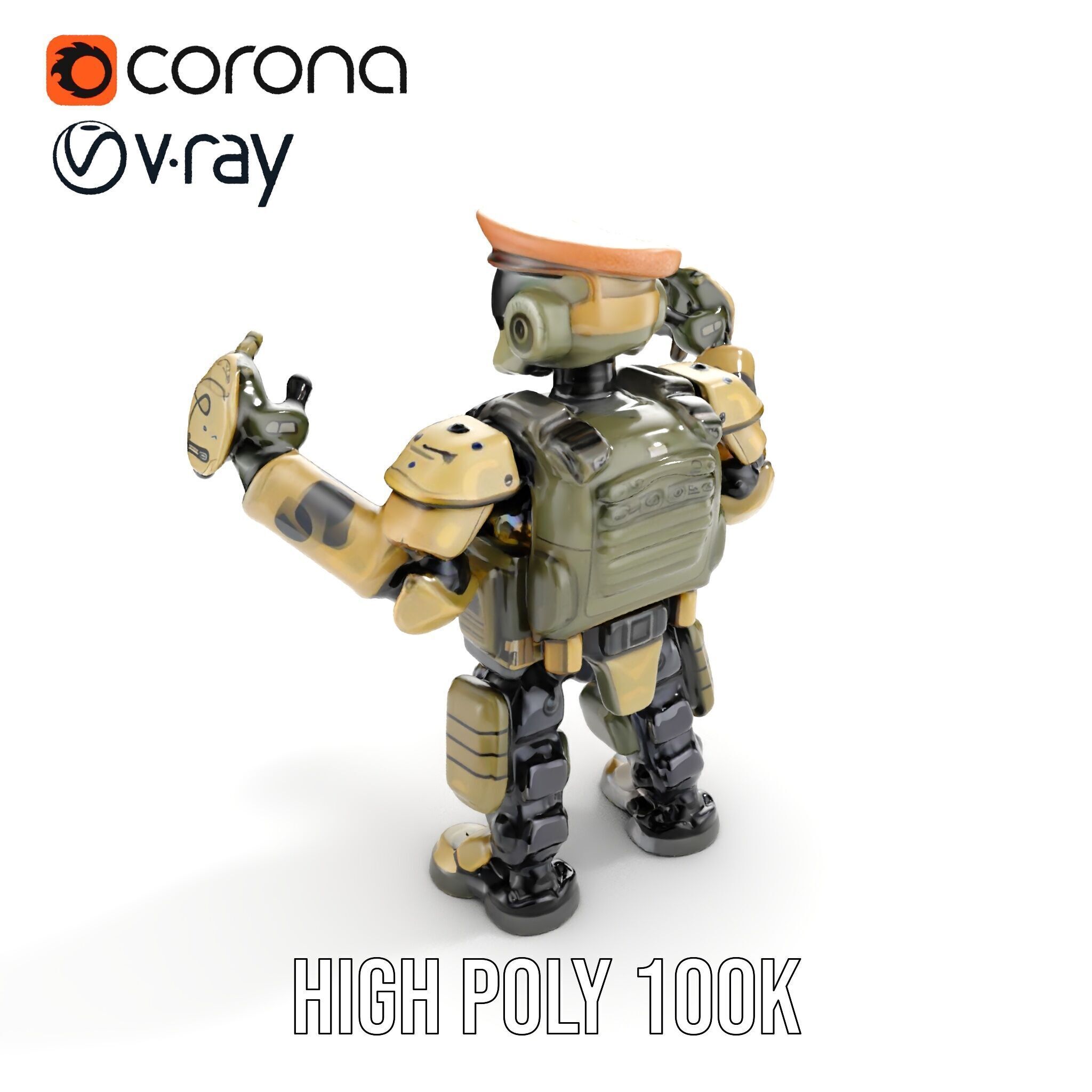 Military Robot Soldier Fully Rigged and Animated for Versati... Low-poly 3D model_27