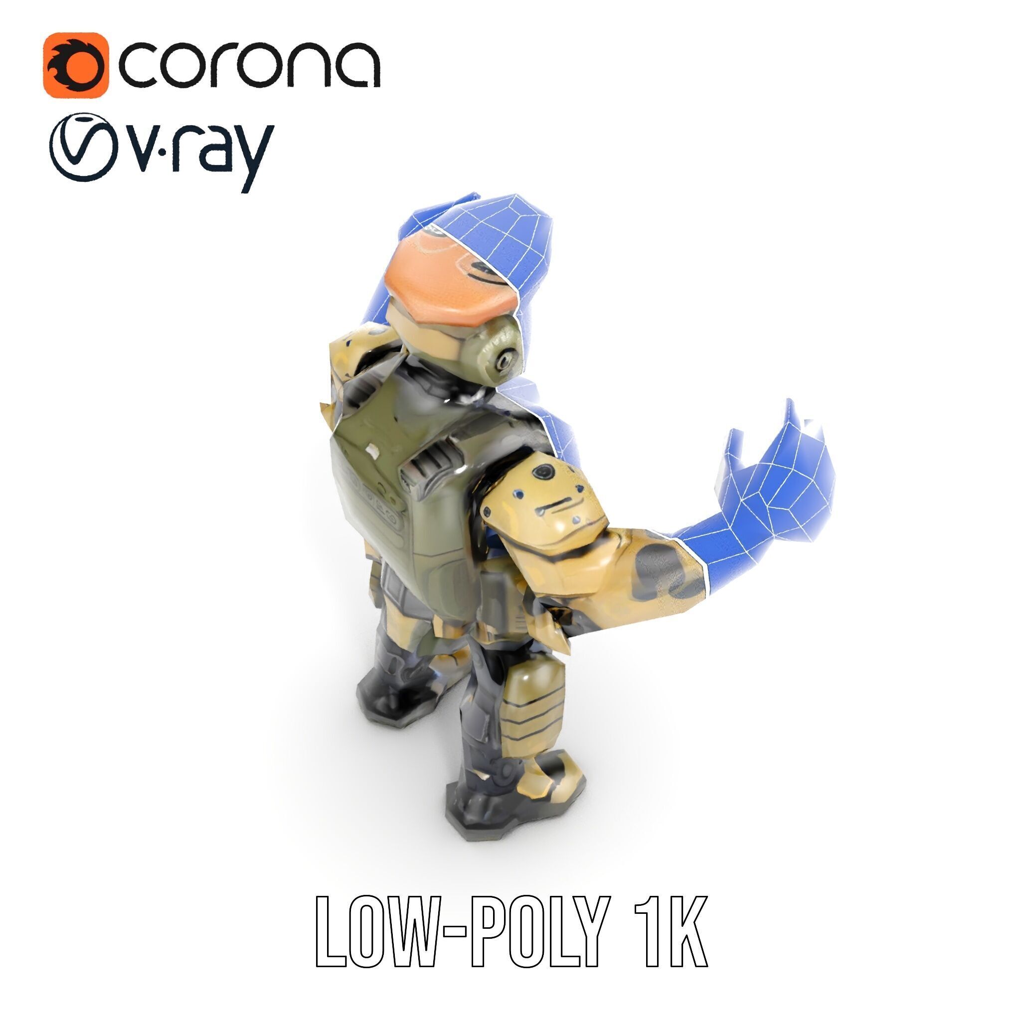 Military Robot Soldier Fully Rigged and Animated for Versati... Low-poly 3D model_29