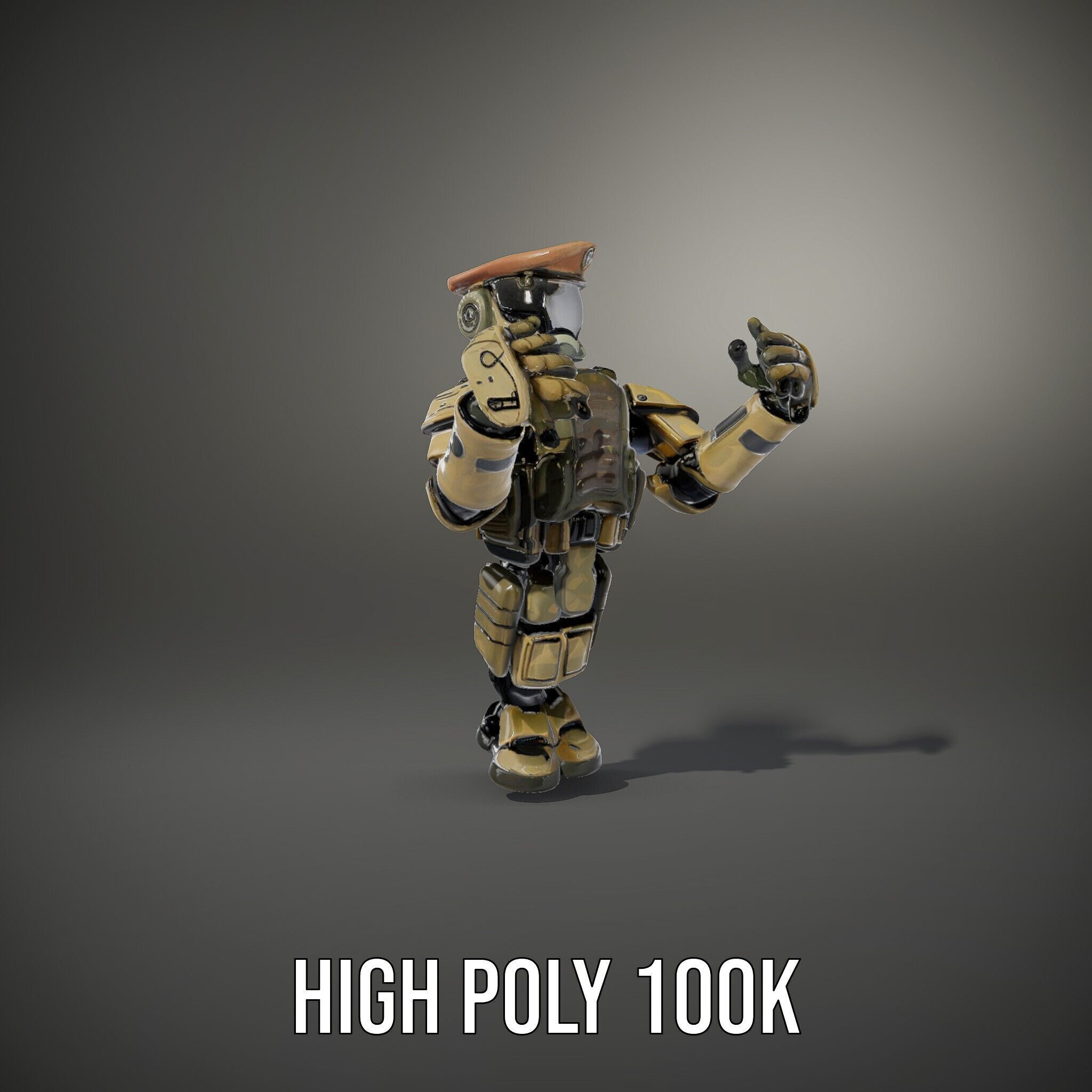 Military Robot Soldier Fully Rigged and Animated for Versati... Low-poly 3D model_14