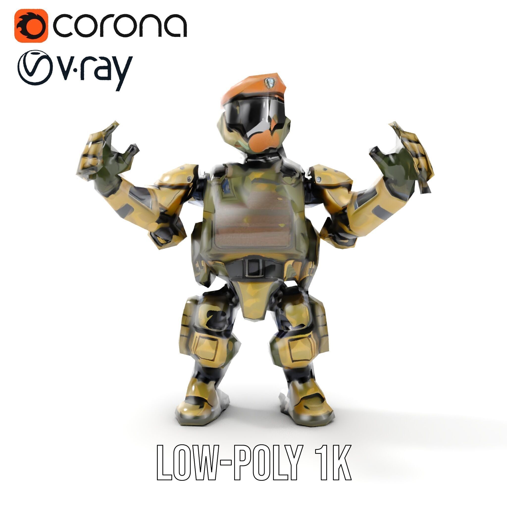 Military Robot Soldier Fully Rigged and Animated for Versati... Low-poly 3D model_23