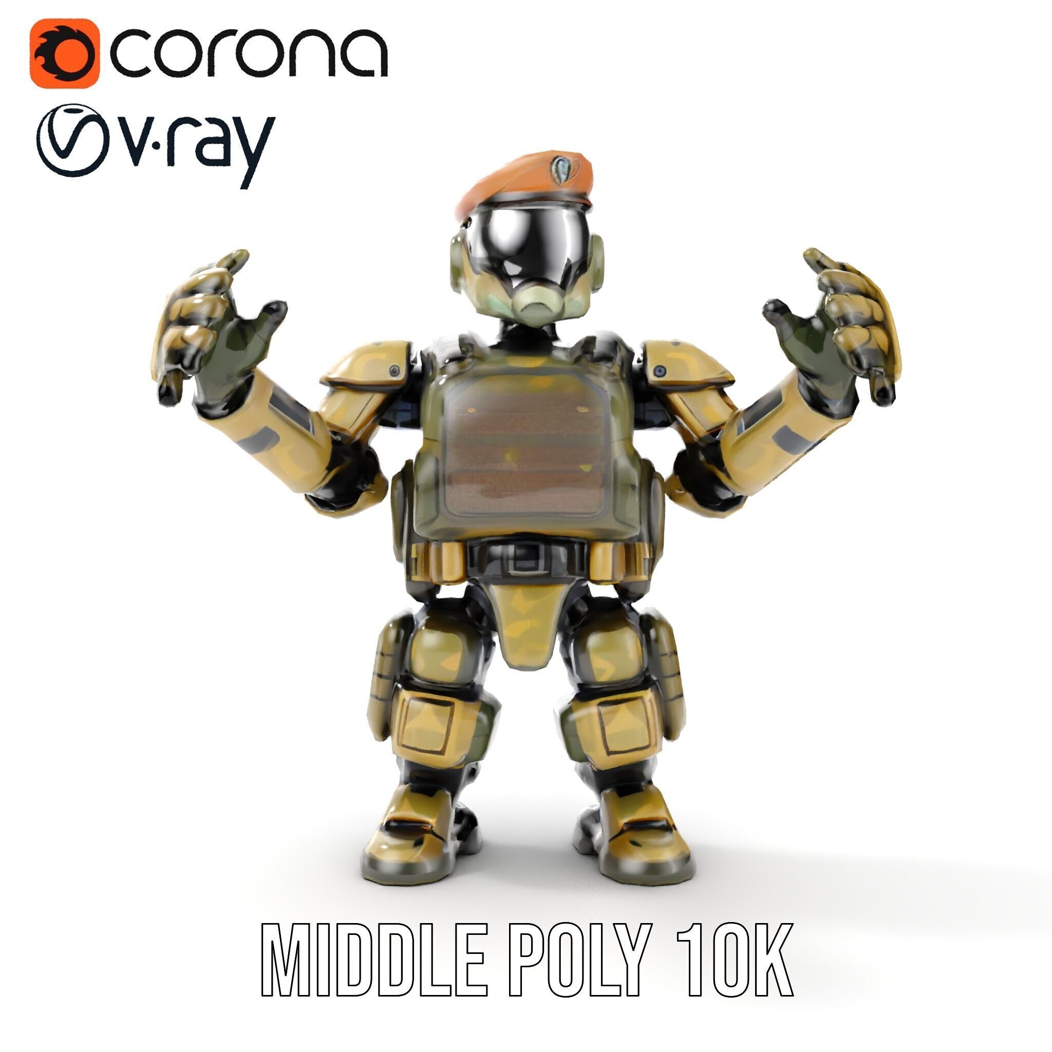 Military Robot Soldier Fully Rigged and Animated for Versati... Low-poly 3D model_22