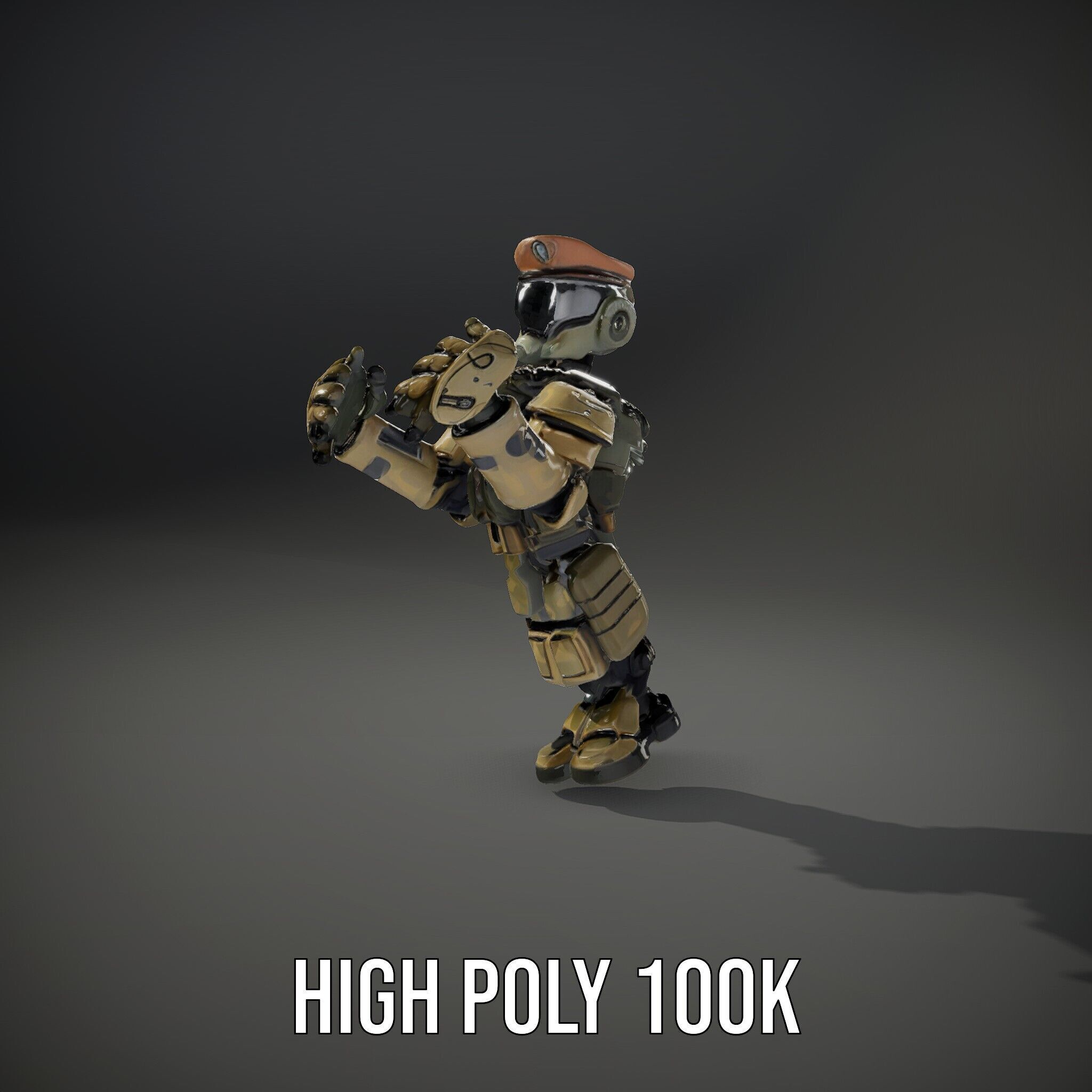 Military Robot Soldier Fully Rigged and Animated for Versati... Low-poly 3D model_8