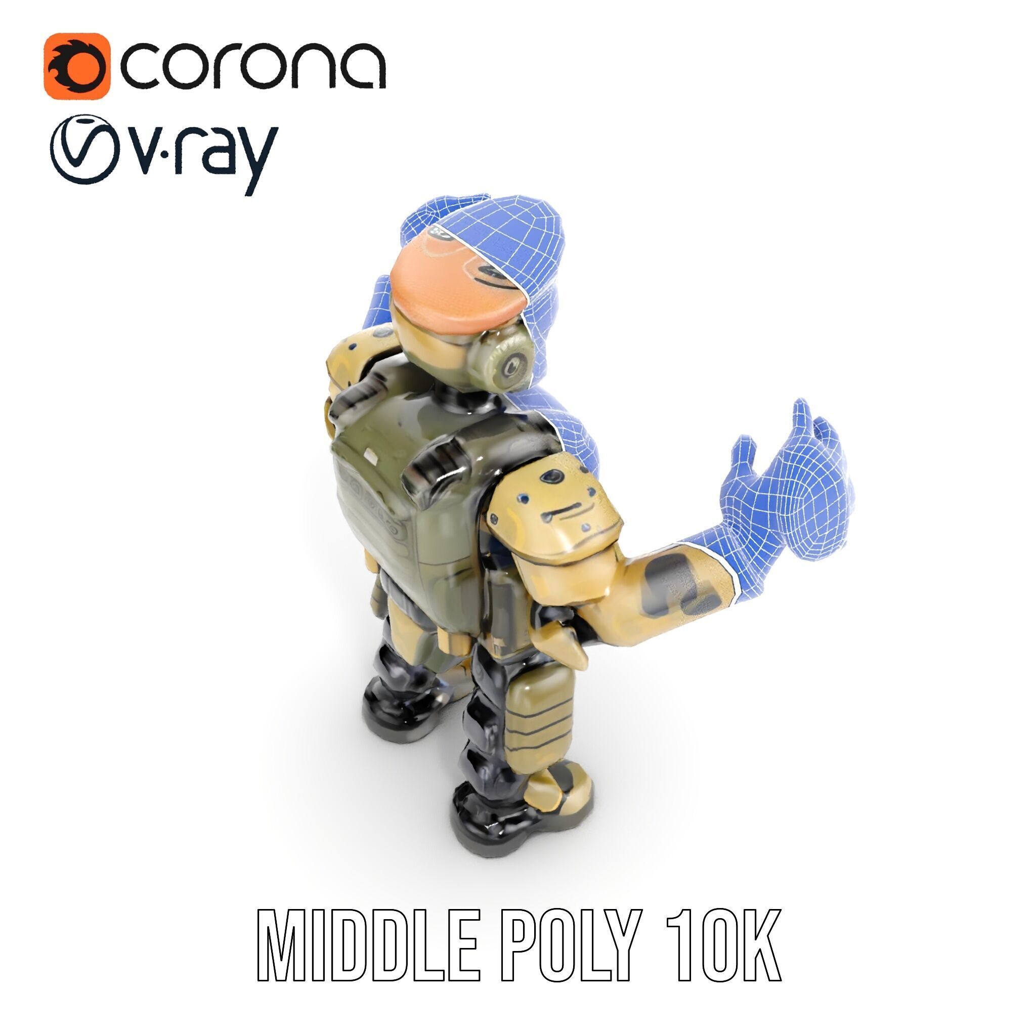 Military Robot Soldier Fully Rigged and Animated for Versati... Low-poly 3D model_36