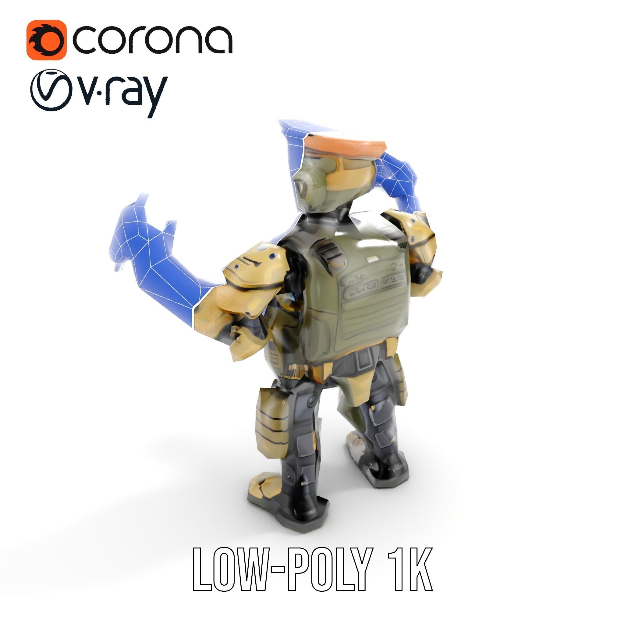 Military Robot Soldier Fully Rigged and Animated for Versati... Low-poly 3D model_18