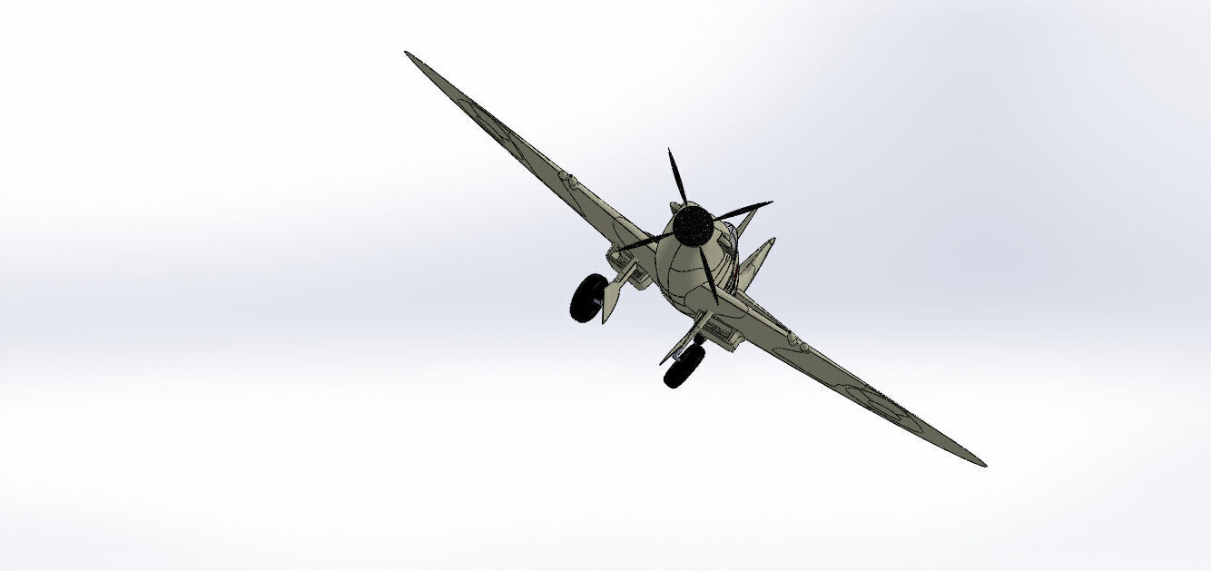 SolidWorks Spitfire Fighter Plane WWII Aircraft 3D Model 3D print model_20