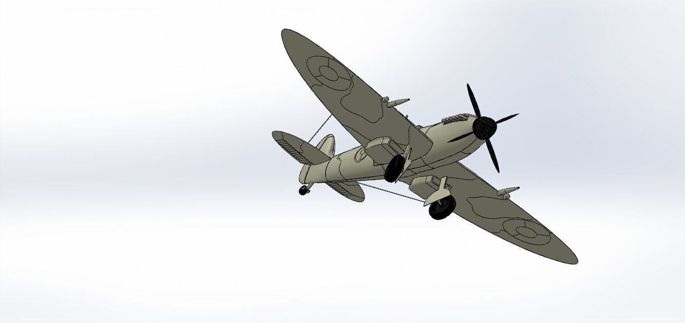SolidWorks Spitfire Fighter Plane WWII Aircraft 3D Model 3D print model_28