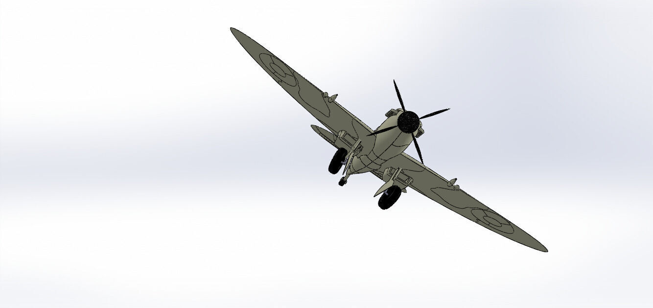 SolidWorks Spitfire Fighter Plane WWII Aircraft 3D Model 3D print model_23