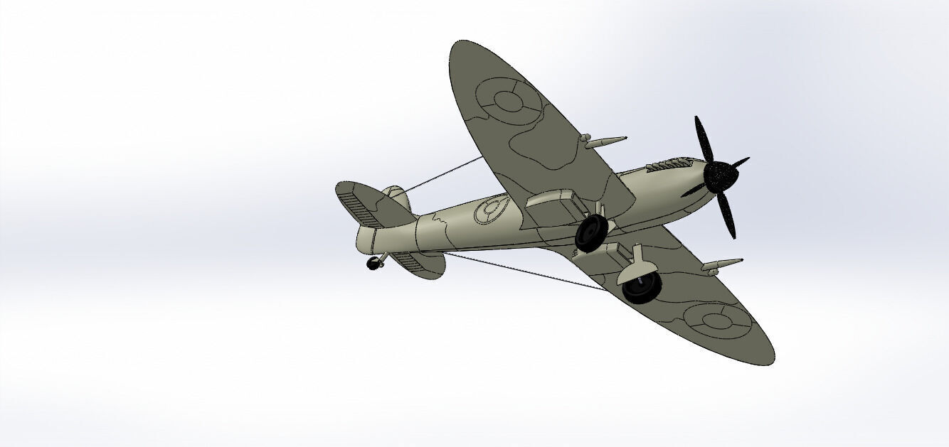 SolidWorks Spitfire Fighter Plane WWII Aircraft 3D Model 3D print model_32