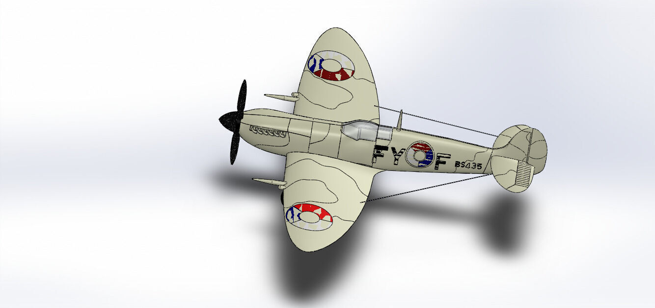 SolidWorks Spitfire Fighter Plane WWII Aircraft 3D Model 3D print model_2