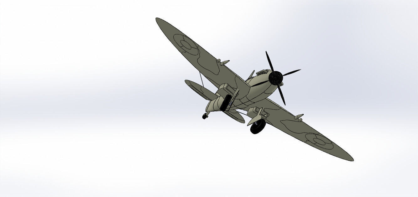 SolidWorks Spitfire Fighter Plane WWII Aircraft 3D Model 3D print model_25