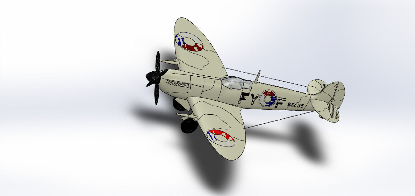 SolidWorks Spitfire Fighter Plane WWII Aircraft 3D Model 3D print model_6