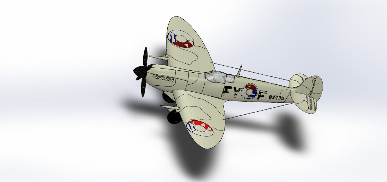 SolidWorks Spitfire Fighter Plane WWII Aircraft 3D Model 3D print model_5