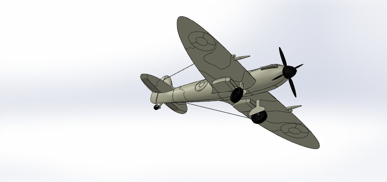 SolidWorks Spitfire Fighter Plane WWII Aircraft 3D Model 3D print model_31