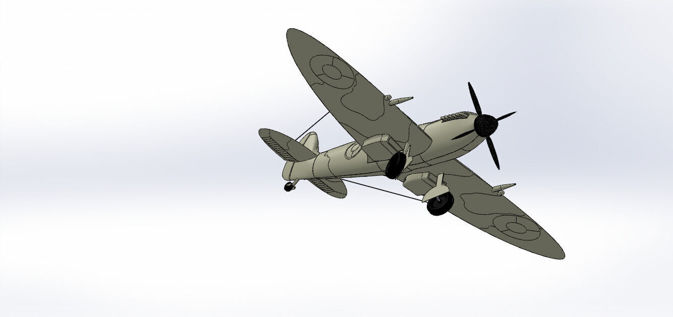 SolidWorks Spitfire Fighter Plane WWII Aircraft 3D Model 3D print model_29