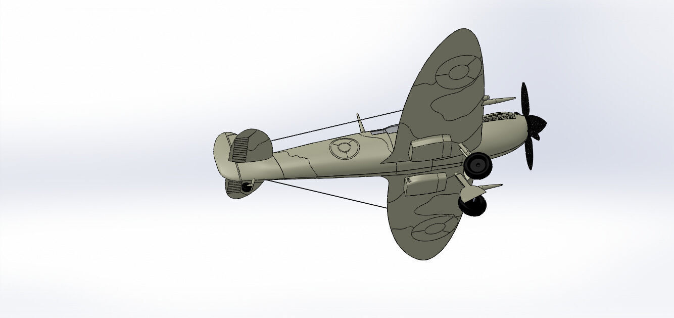 SolidWorks Spitfire Fighter Plane WWII Aircraft 3D Model 3D print model_42