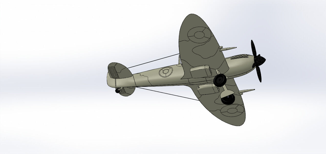 SolidWorks Spitfire Fighter Plane WWII Aircraft 3D Model 3D print model_37