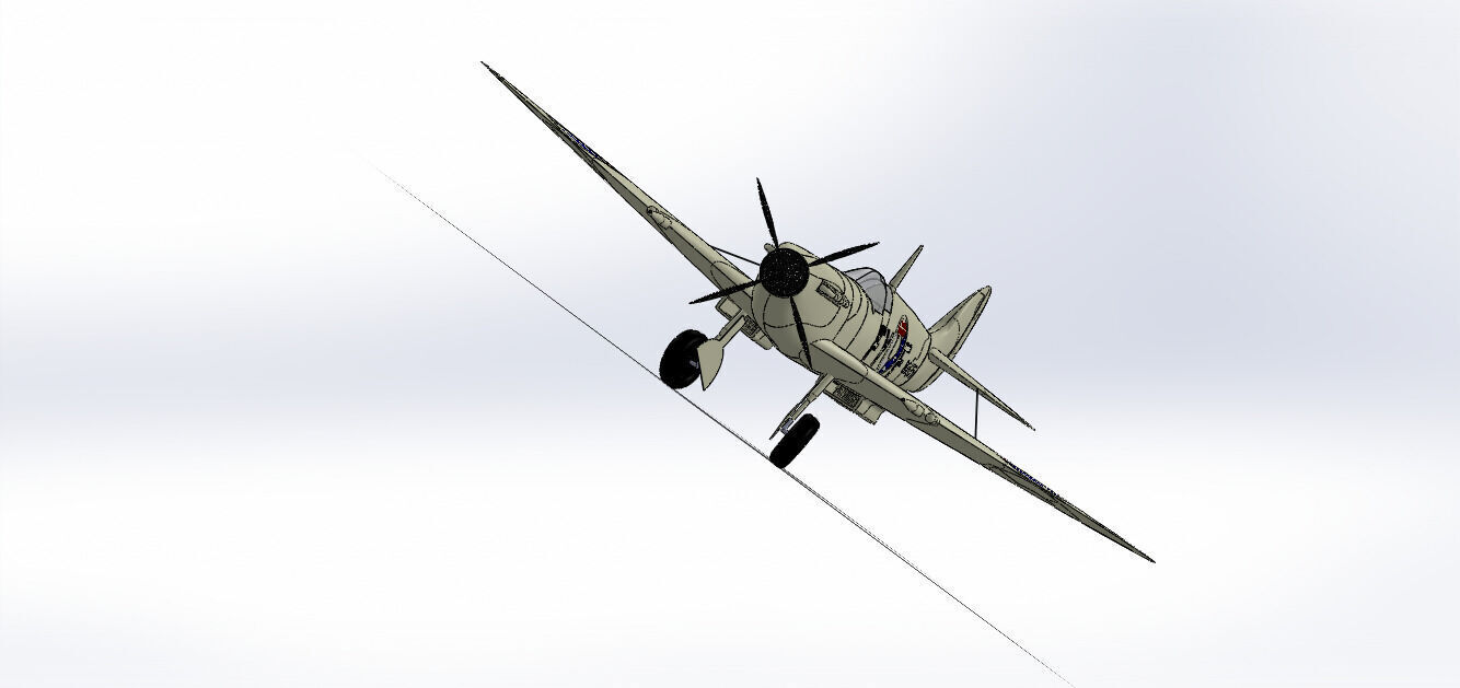 SolidWorks Spitfire Fighter Plane WWII Aircraft 3D Model 3D print model_18