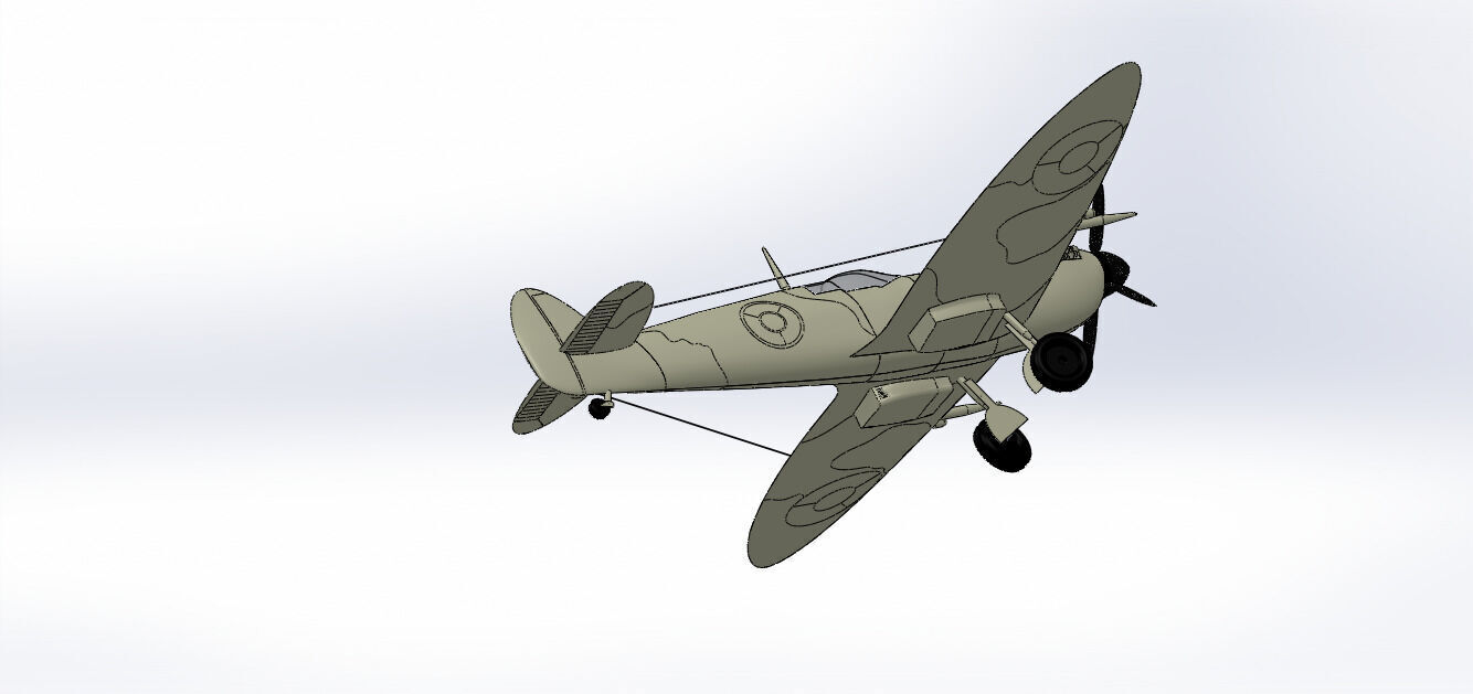 SolidWorks Spitfire Fighter Plane WWII Aircraft 3D Model 3D print model_47