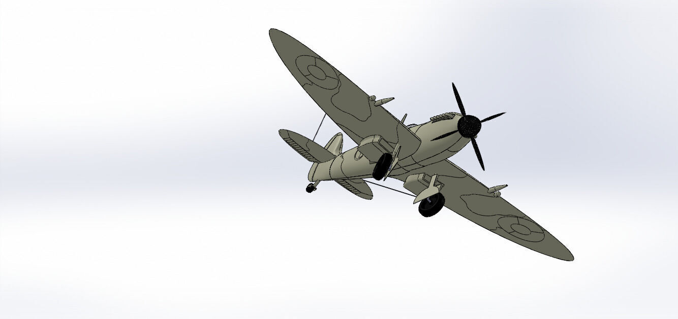 SolidWorks Spitfire Fighter Plane WWII Aircraft 3D Model 3D print model_27