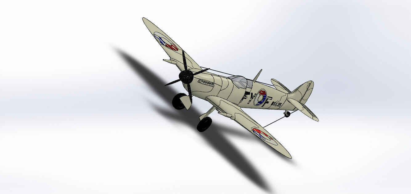 SolidWorks Spitfire Fighter Plane WWII Aircraft 3D Model 3D print model_13