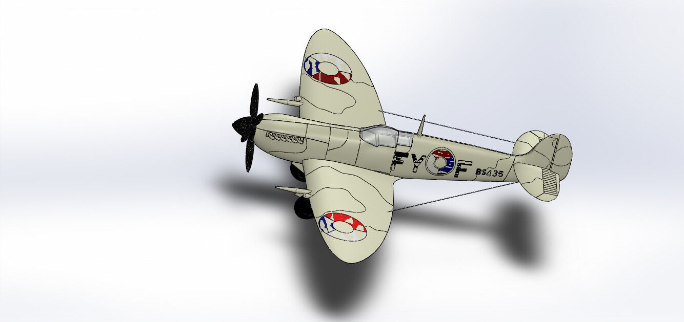 SolidWorks Spitfire Fighter Plane WWII Aircraft 3D Model 3D print model_4