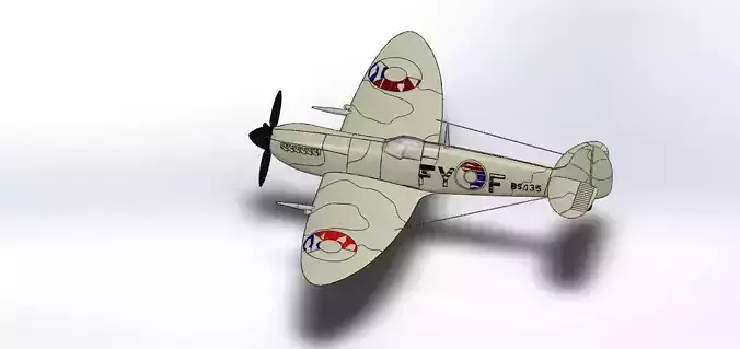 SolidWorks Spitfire Fighter Plane WWII Aircraft 3D Model