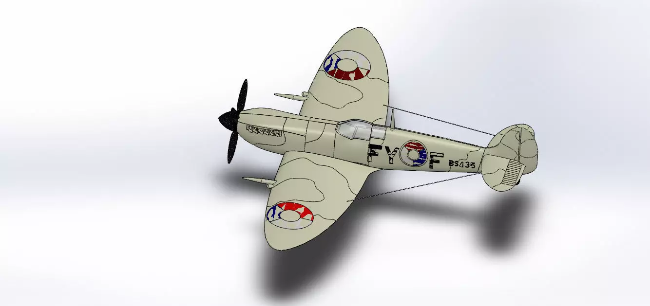 SolidWorks Spitfire Fighter Plane WWII Aircraft 3D Model 3D print model_0