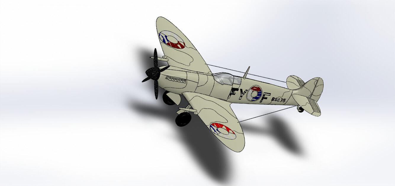 SolidWorks Spitfire Fighter Plane WWII Aircraft 3D Model 3D print model_8