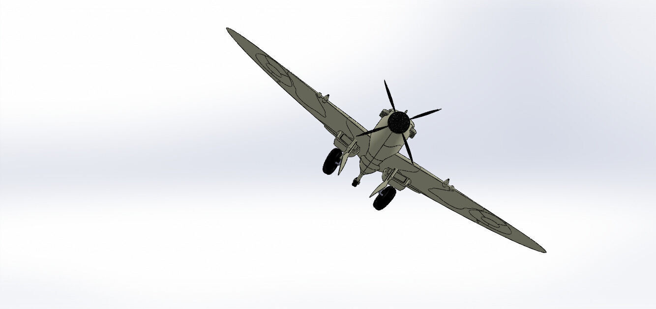 SolidWorks Spitfire Fighter Plane WWII Aircraft 3D Model 3D print model_22