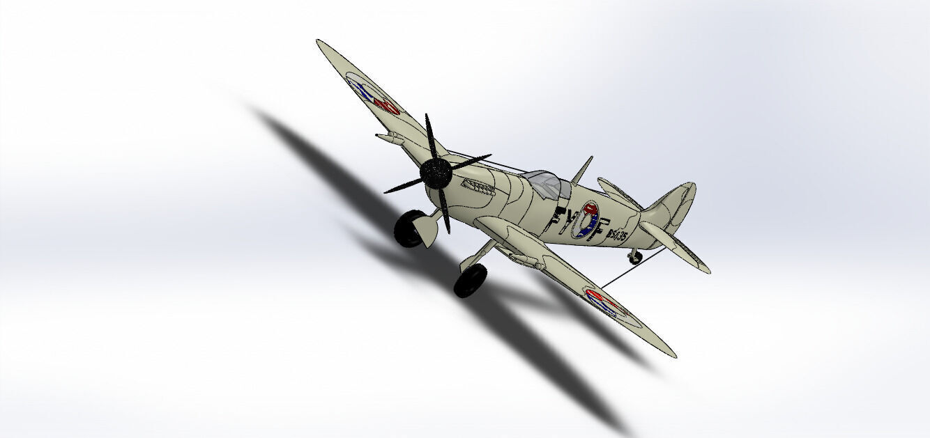 SolidWorks Spitfire Fighter Plane WWII Aircraft 3D Model 3D print model_14