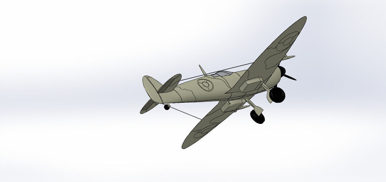 SolidWorks Spitfire Fighter Plane WWII Aircraft 3D Model 3D print model_49