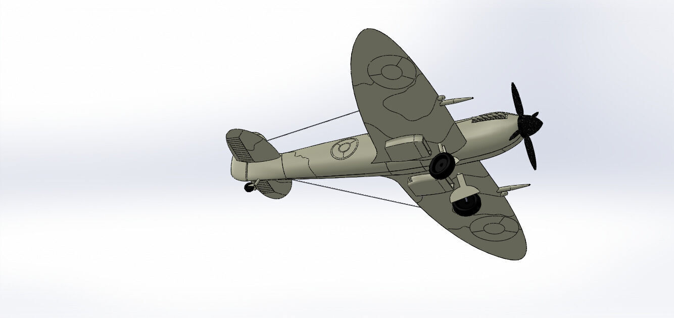 SolidWorks Spitfire Fighter Plane WWII Aircraft 3D Model 3D print model_35