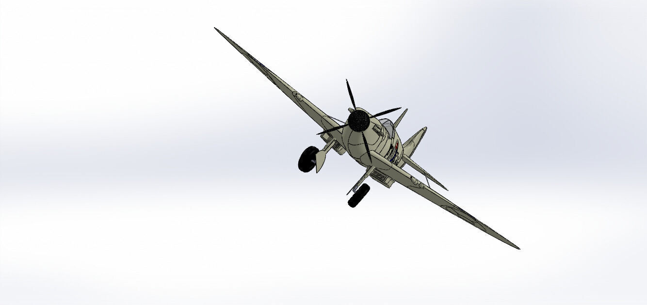 SolidWorks Spitfire Fighter Plane WWII Aircraft 3D Model 3D print model_19