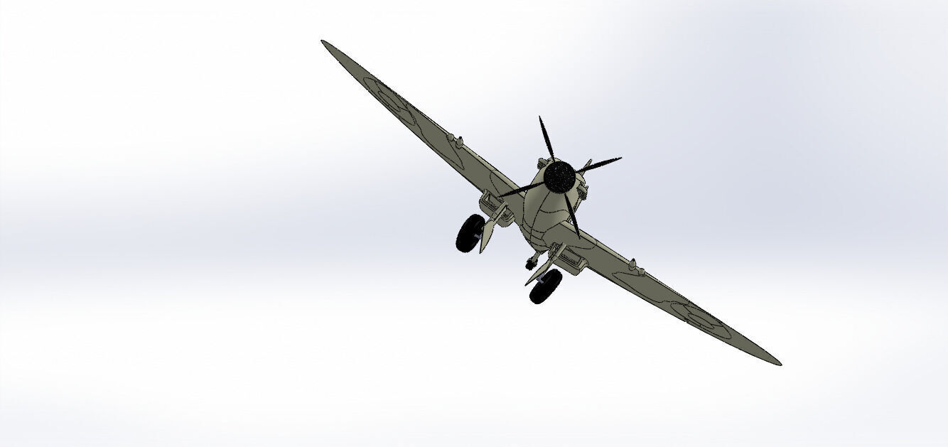 SolidWorks Spitfire Fighter Plane WWII Aircraft 3D Model 3D print model_21
