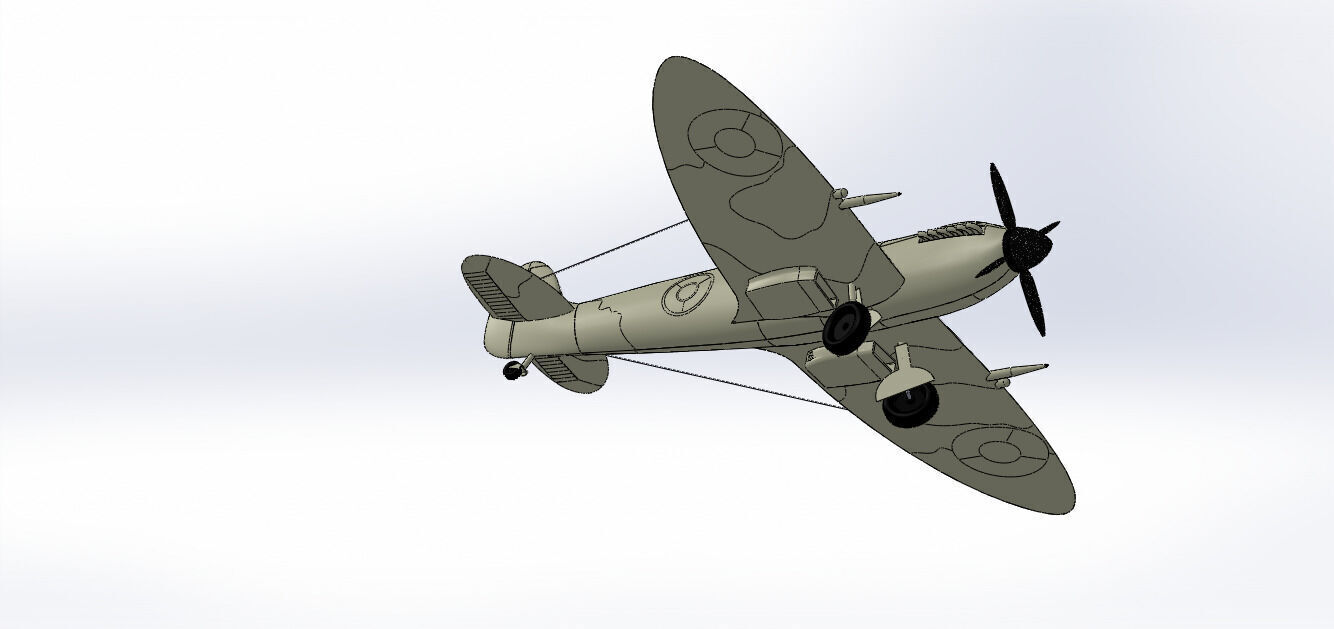 SolidWorks Spitfire Fighter Plane WWII Aircraft 3D Model 3D print model_33