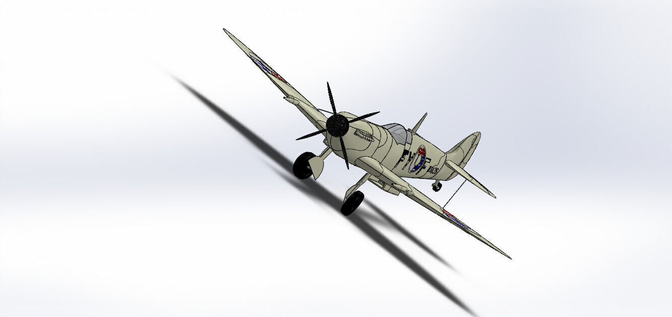 SolidWorks Spitfire Fighter Plane WWII Aircraft 3D Model 3D print model_16