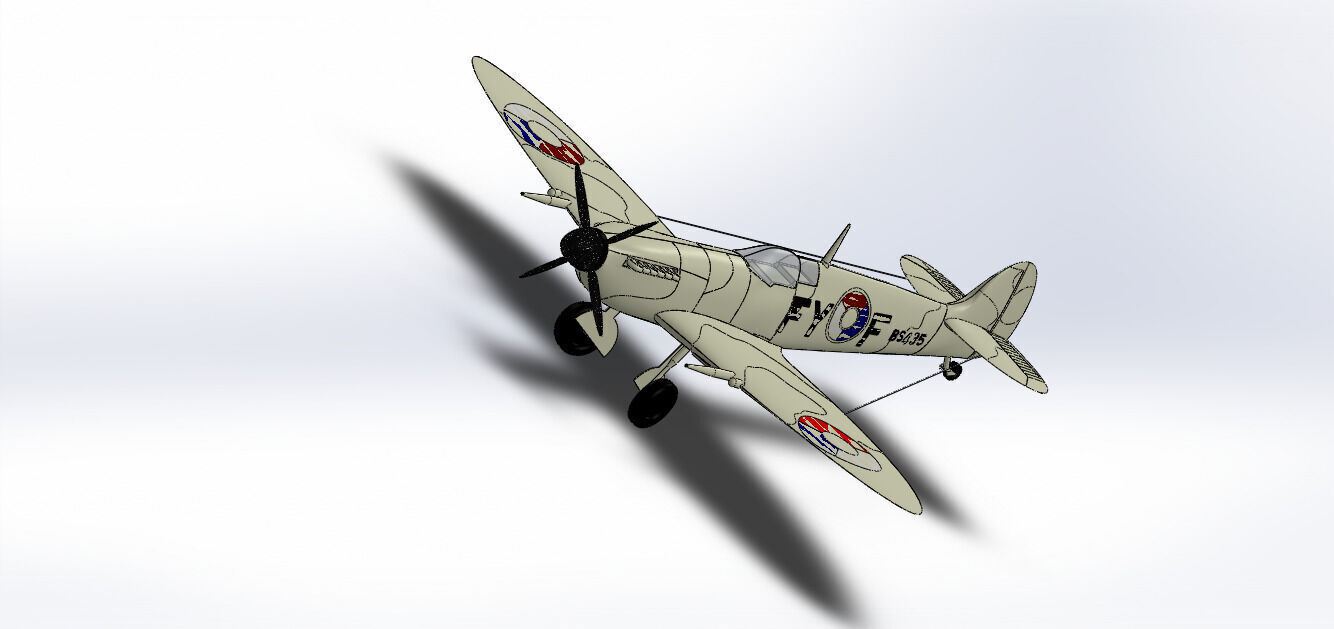 SolidWorks Spitfire Fighter Plane WWII Aircraft 3D Model 3D print model_12
