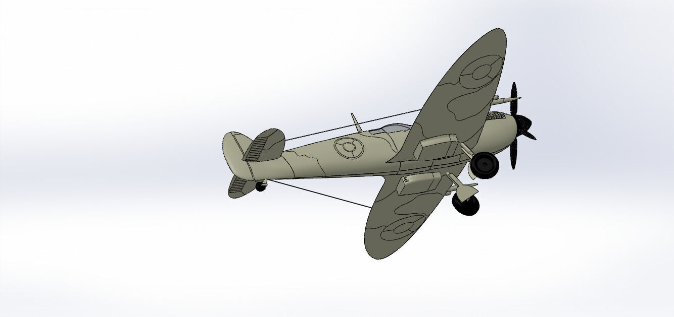 SolidWorks Spitfire Fighter Plane WWII Aircraft 3D Model 3D print model_45