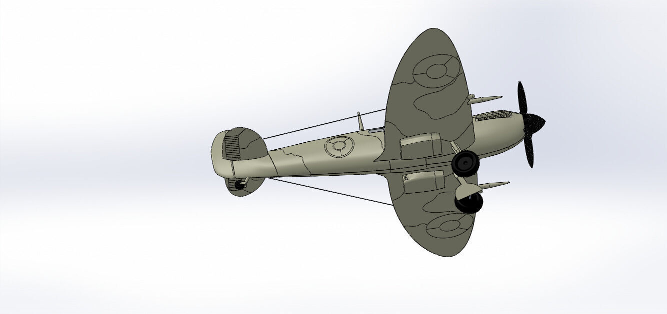 SolidWorks Spitfire Fighter Plane WWII Aircraft 3D Model 3D print model_40