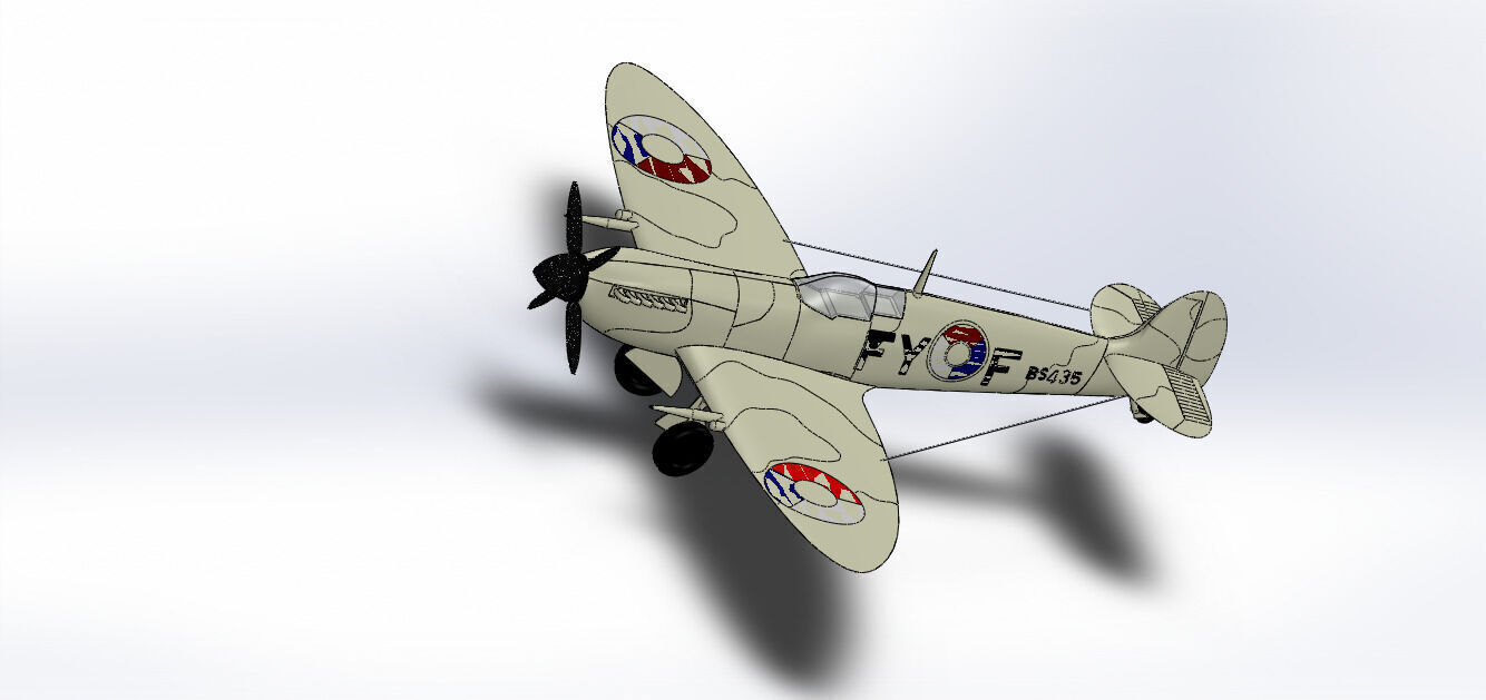 SolidWorks Spitfire Fighter Plane WWII Aircraft 3D Model 3D print model_7