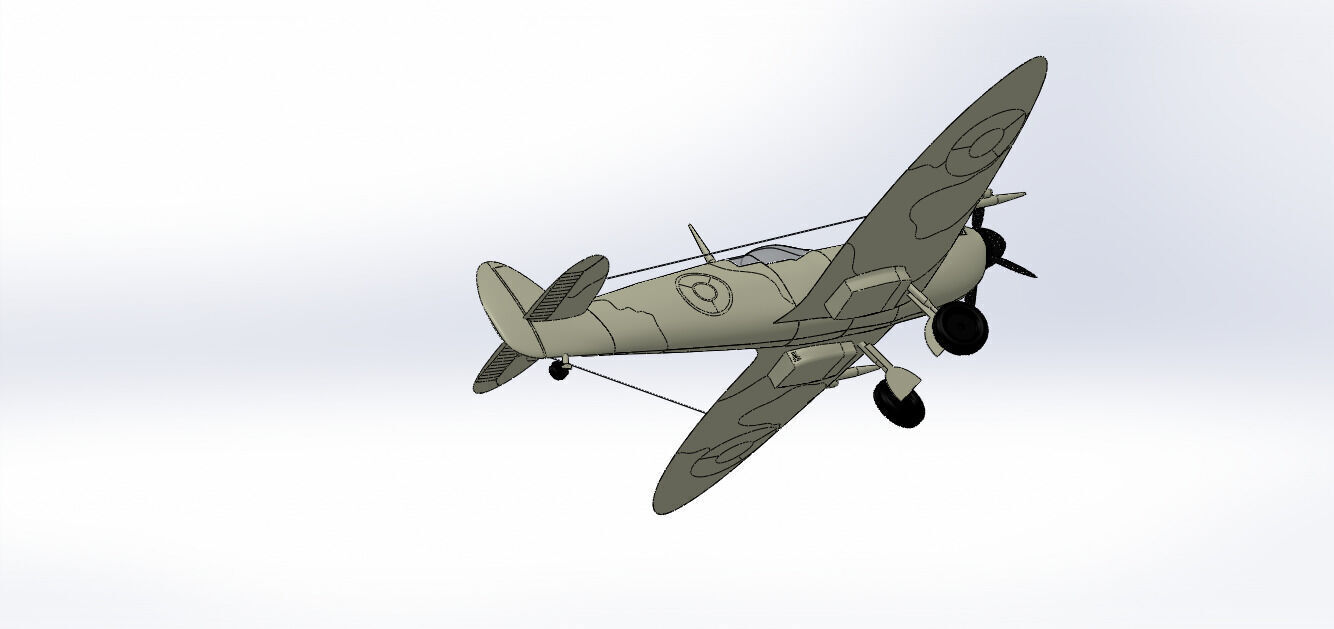 SolidWorks Spitfire Fighter Plane WWII Aircraft 3D Model 3D print model_48