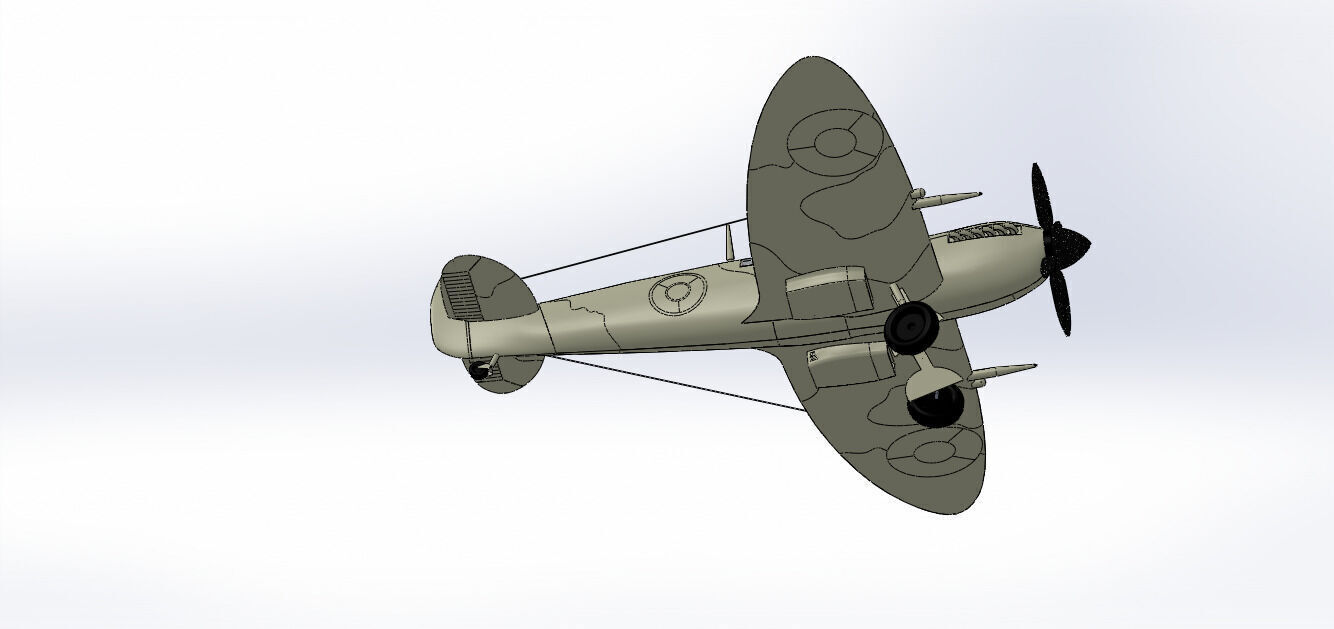 SolidWorks Spitfire Fighter Plane WWII Aircraft 3D Model 3D print model_38