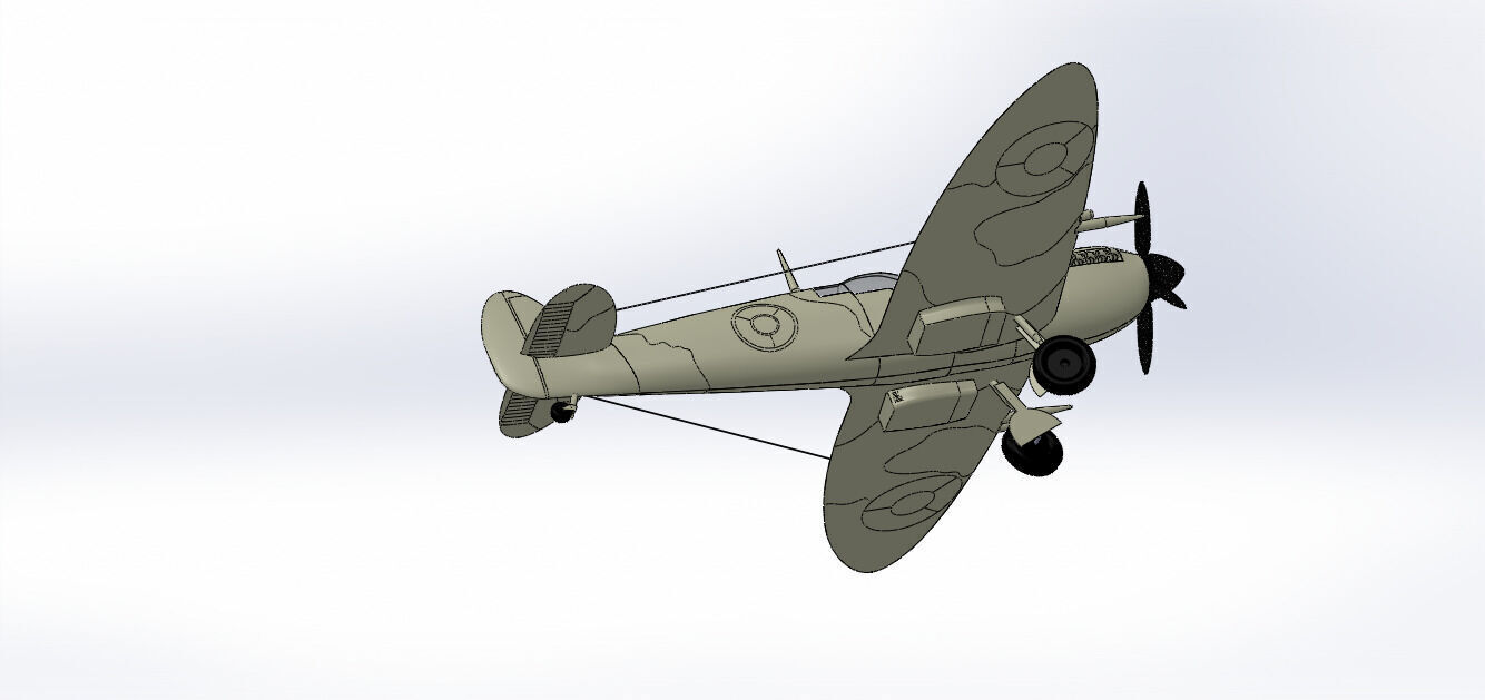 SolidWorks Spitfire Fighter Plane WWII Aircraft 3D Model 3D print model_44