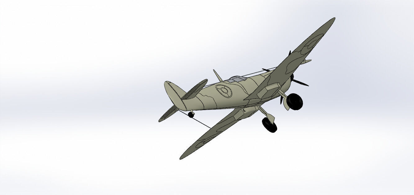SolidWorks Spitfire Fighter Plane WWII Aircraft 3D Model 3D print model_51