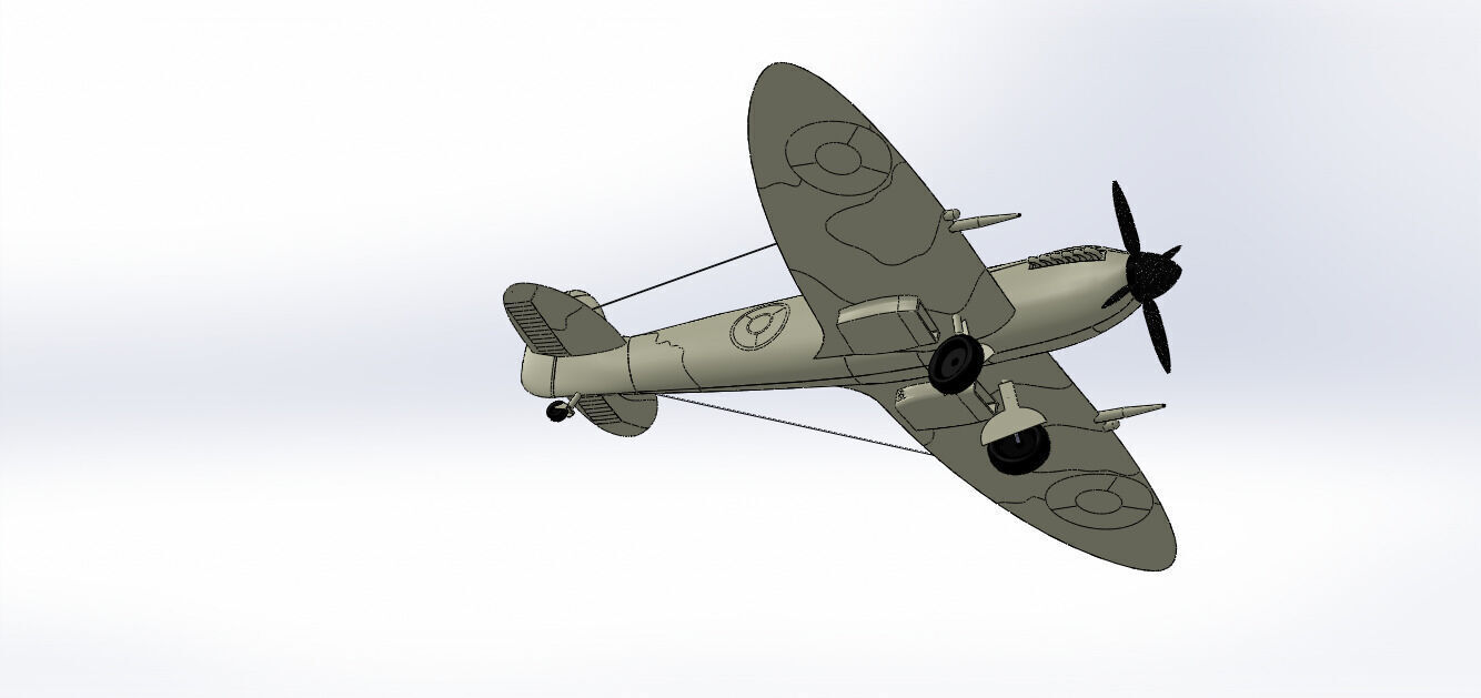 SolidWorks Spitfire Fighter Plane WWII Aircraft 3D Model 3D print model_34