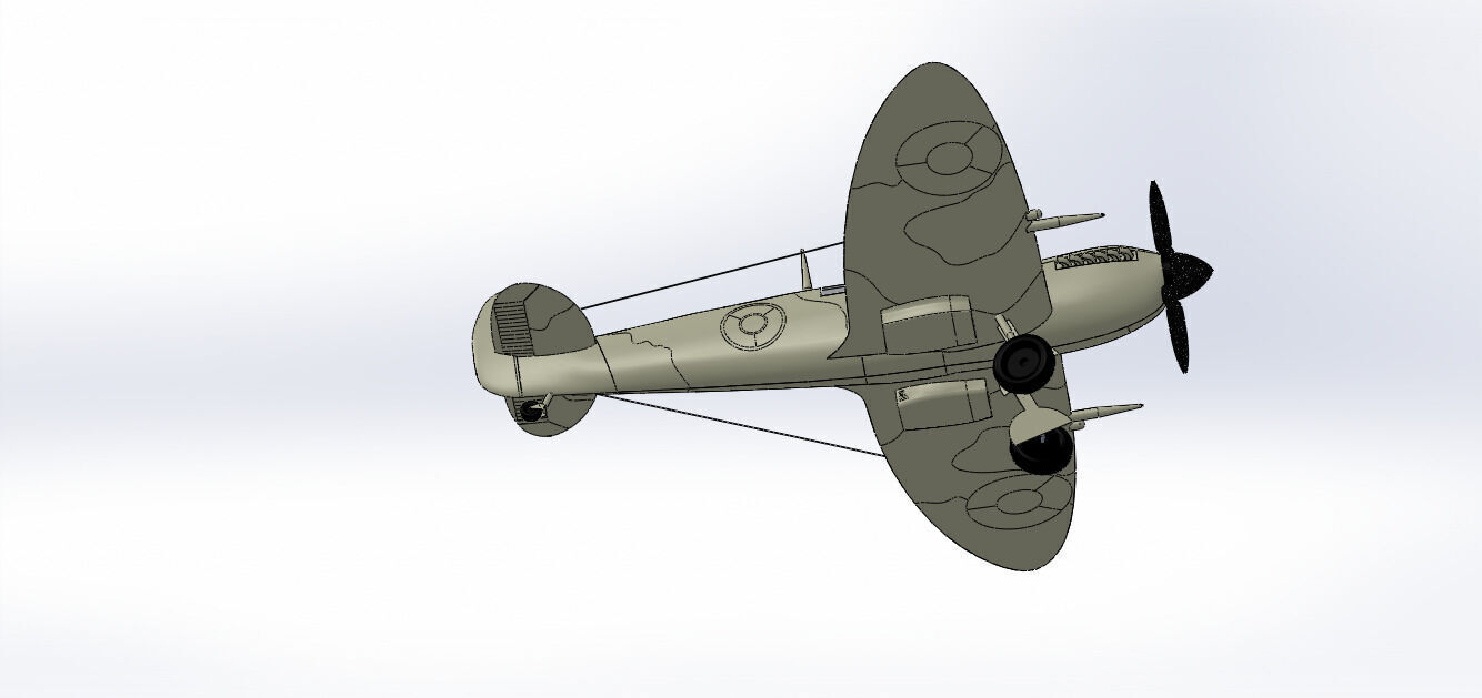 SolidWorks Spitfire Fighter Plane WWII Aircraft 3D Model 3D print model_39